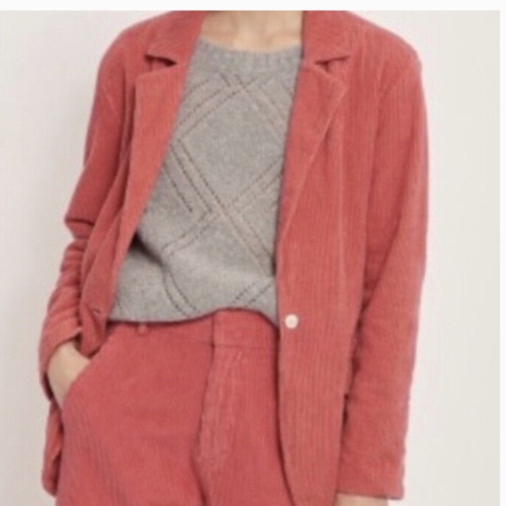 ROBERTA ROLLER RABBIT Wide Wale Cord Tajwani Slate Rose Jacket Size L New